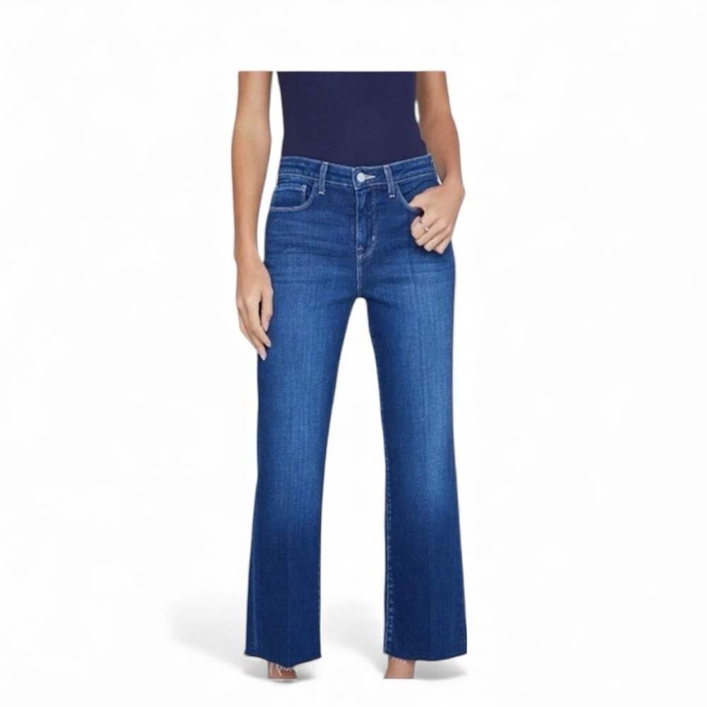 L’agence Wanda blue wide leg raw hem jeans size 25